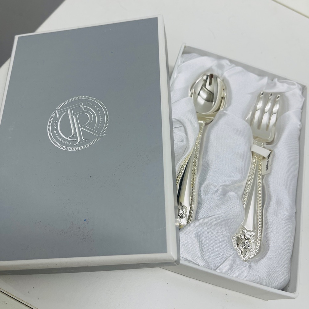 Things Remembered Silver Plated Baby Spoon & Fork Gift Set Keepsake